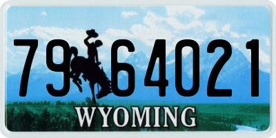 WY license plate 7964021