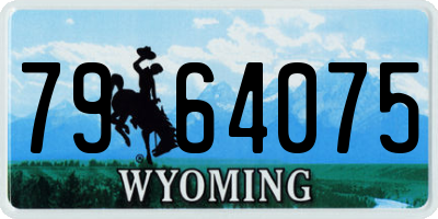 WY license plate 7964075