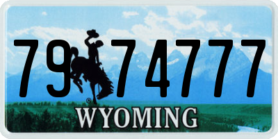 WY license plate 7974777