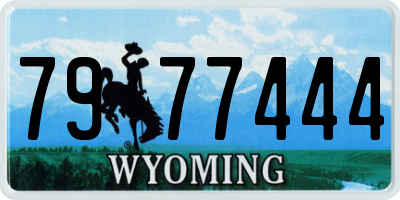 WY license plate 7977444