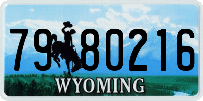 WY license plate 7980216