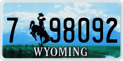 WY license plate 798092