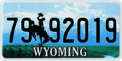 WY license plate 7992019