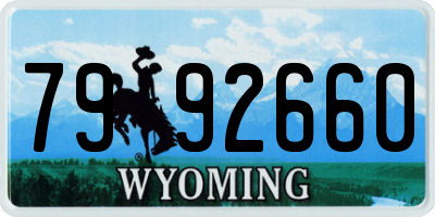 WY license plate 7992660