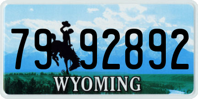 WY license plate 7992892
