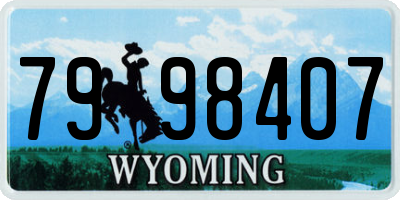 WY license plate 7998407