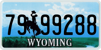 WY license plate 7999288