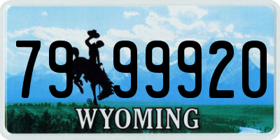 WY license plate 7999920