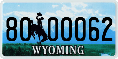 WY license plate 8000062