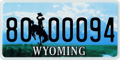 WY license plate 8000094