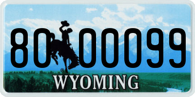 WY license plate 8000099
