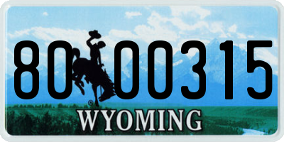 WY license plate 8000315