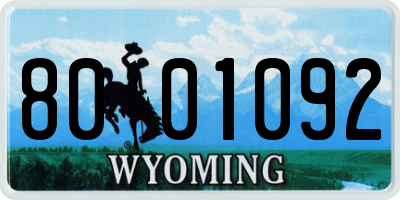 WY license plate 8001092