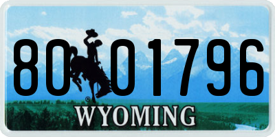 WY license plate 8001796