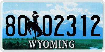 WY license plate 8002312