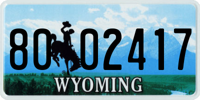 WY license plate 8002417
