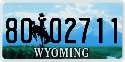 WY license plate 8002711