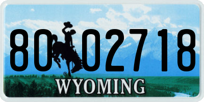 WY license plate 8002718