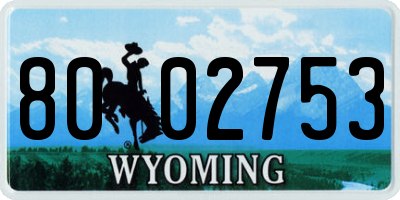 WY license plate 8002753
