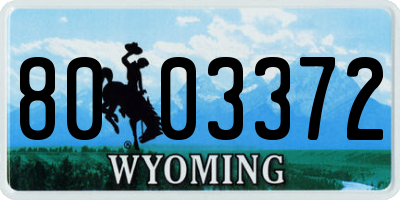 WY license plate 8003372