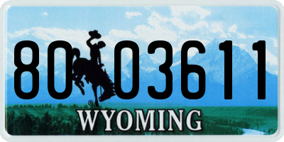 WY license plate 8003611