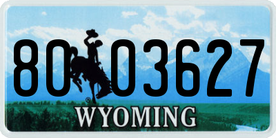 WY license plate 8003627