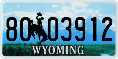 WY license plate 8003912