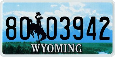 WY license plate 8003942