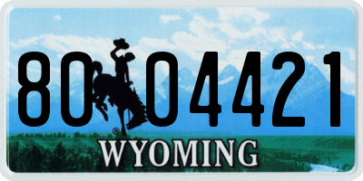 WY license plate 8004421