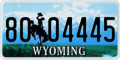 WY license plate 8004445