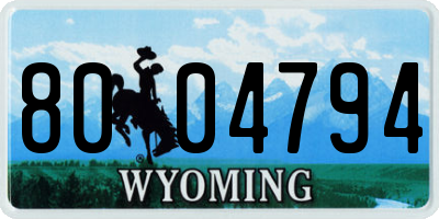 WY license plate 8004794