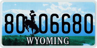 WY license plate 8006680
