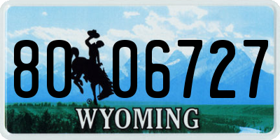 WY license plate 8006727