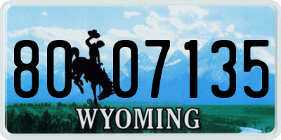 WY license plate 8007135