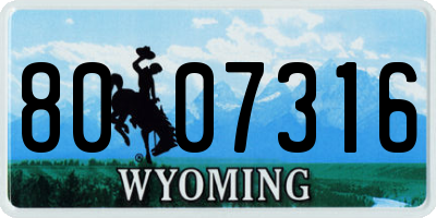 WY license plate 8007316