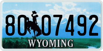 WY license plate 8007492