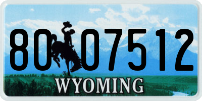 WY license plate 8007512