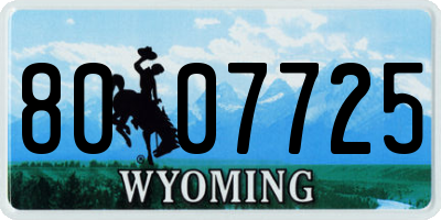 WY license plate 8007725