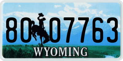 WY license plate 8007763