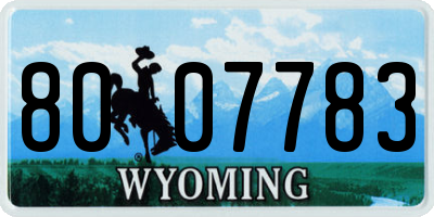 WY license plate 8007783