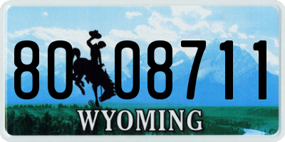 WY license plate 8008711