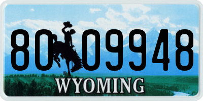 WY license plate 8009948