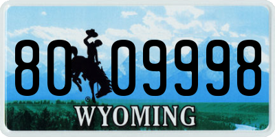 WY license plate 8009998