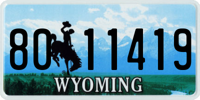 WY license plate 8011419