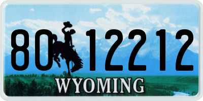 WY license plate 8012212