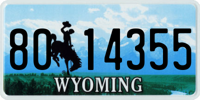 WY license plate 8014355