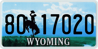 WY license plate 8017020