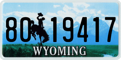 WY license plate 8019417