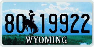 WY license plate 8019922
