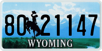 WY license plate 8021147